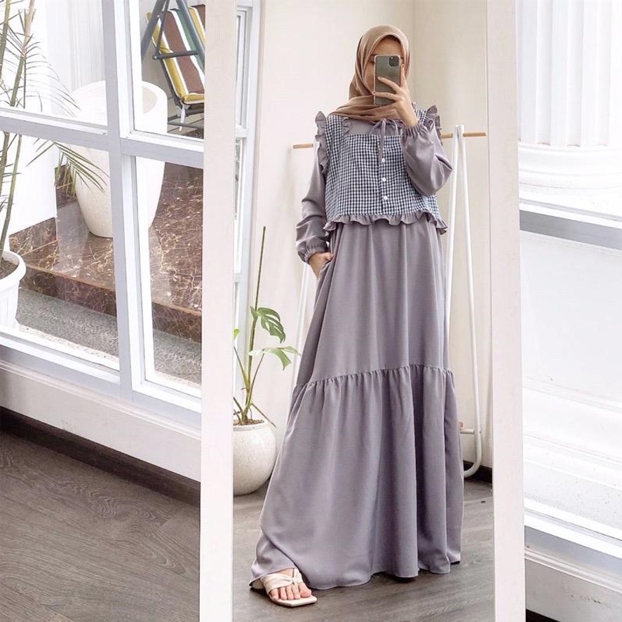 Gamis Remaja Jumbo Ld 120 130 140 ZAKIYA MAXI  S M L XL XXL 3XL 5L Gamis Dress Katun Kondangan Wanita