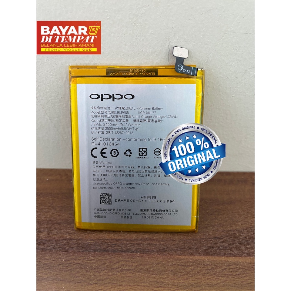 100% ORI - Oppo F1F / BLP605 [ 2500 mah ] - [ BAYAR DITEMPAT ] ORIGINAL Baterai Batrai Batre Batere Battery Battre Batrei Batery Oppo - RakkiCell