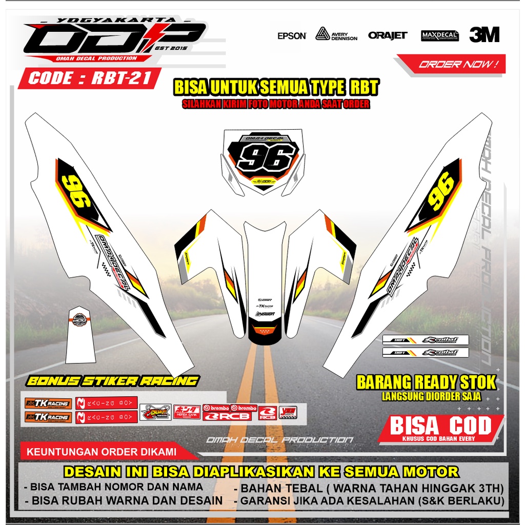 DECAL RBT BODY JUPITER YAMAHA VEGA NEW FULL BODY DEKAL STICKER STRIPING TERBARU HONDA BODY REVO SUPR