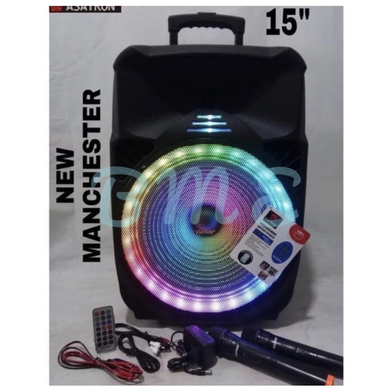 SPEAKER PORTABLE WIRELESS ASATRON MANCHESTER 15 INCH ORIGINAL GARANSI