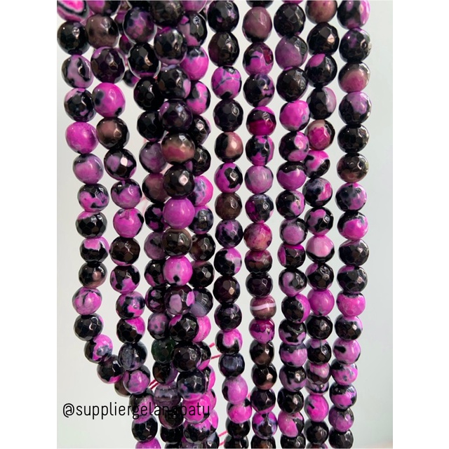 batu CUTTING CARNELIAN UNGU FACETED 8mm akik kalimantan ungu violet