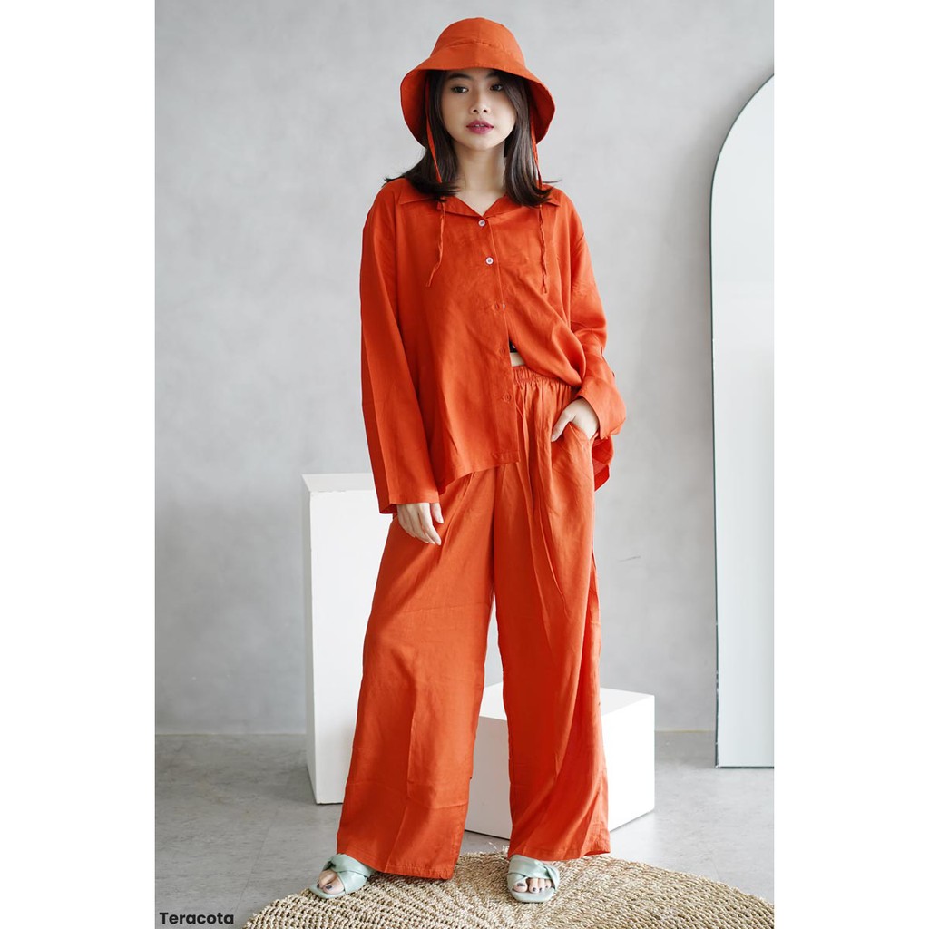 [FREE BUCKET HAT] Marina Longsleeve Set Rayon Premium pakaian wanita set