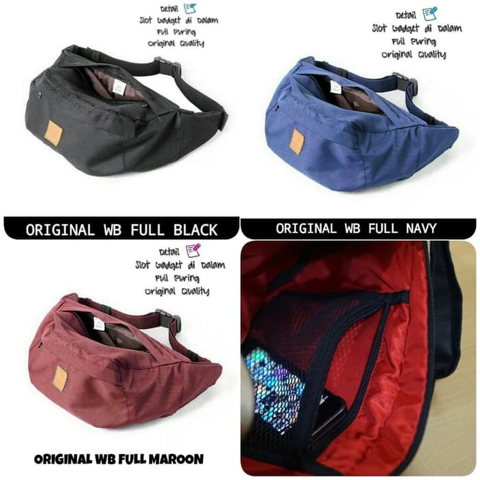 Waistbag Original WB Tas Selempang Distro Fashion Pria Wanita Keren Gaul Trend
