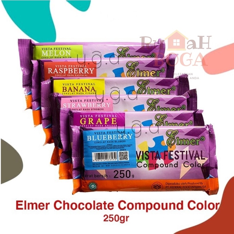 

Coklat Cokelat Chocolate Batang Compound ELMER Compound Color Vista Festival Rainbow 250gr 250 gr gram