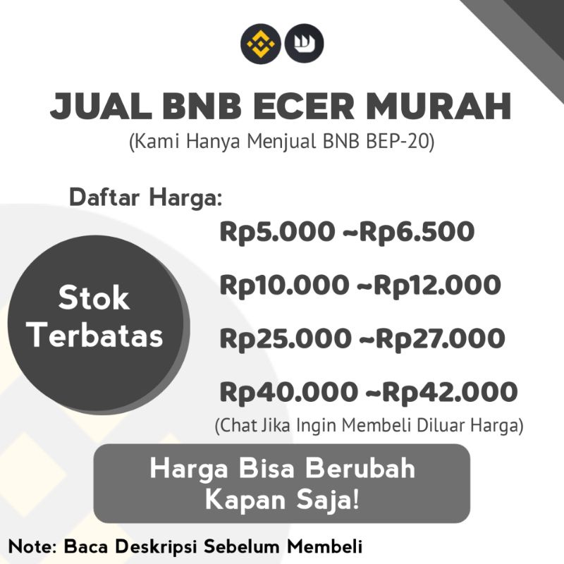 Jual BNB Ecer Murah (BEP-20)