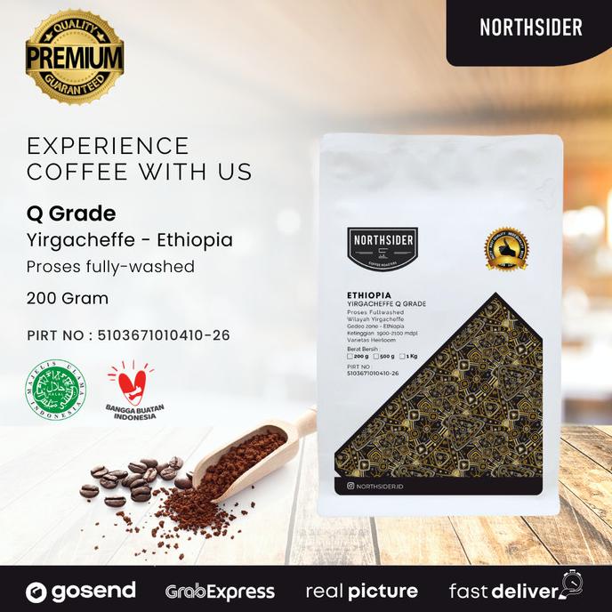 

[ COD ] BIJI KOPI ARABIKA ETHIOPIA YIRGACHEFFE Q GRADE WASH - 200GR NORTHSIDER NEW Kode 1186