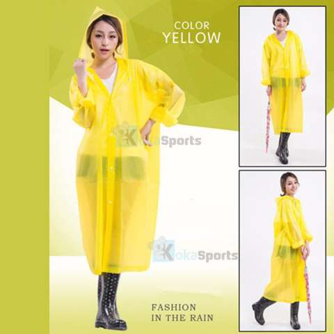 SPECIAL!!! Jas Hujan EVA khusus WARNA PINK dan KUNING Poncho  Panjang Portabel Bahan EVA Transparan