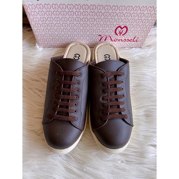 PSPGN.CO || SEPATU SANDAL WANITA MARY JENS KASUAL SLIDE ORIGINAL BRAND MONSSELI 3031 IN COFFEE SUPER