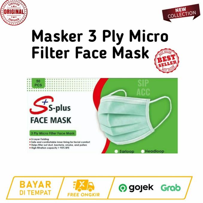 Masker Medis 3 Ply S Plus 1 Box 50 Pcs