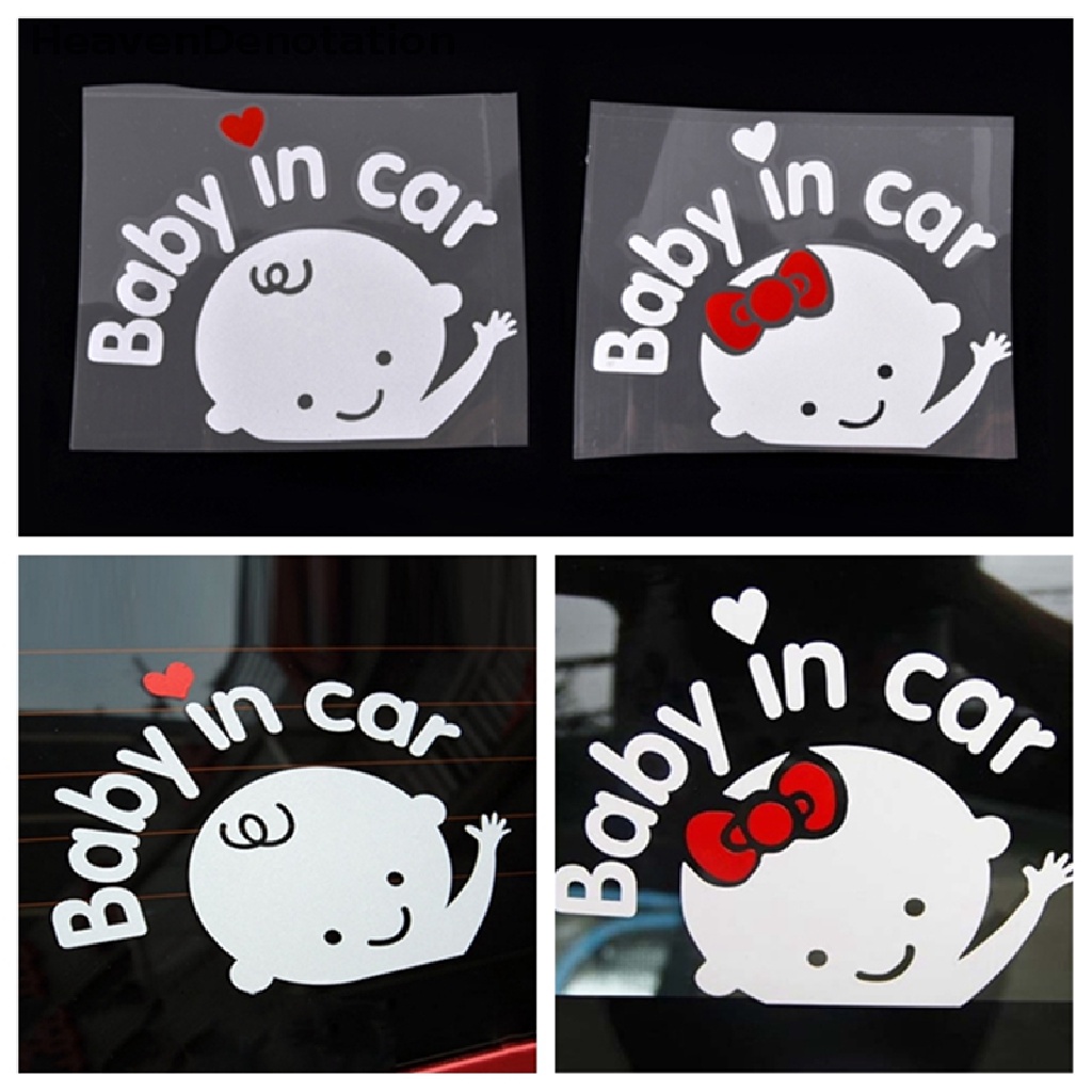 (Heavendenotation) Stiker Reflektif Motif Kartun Bayi Dalam Mobil