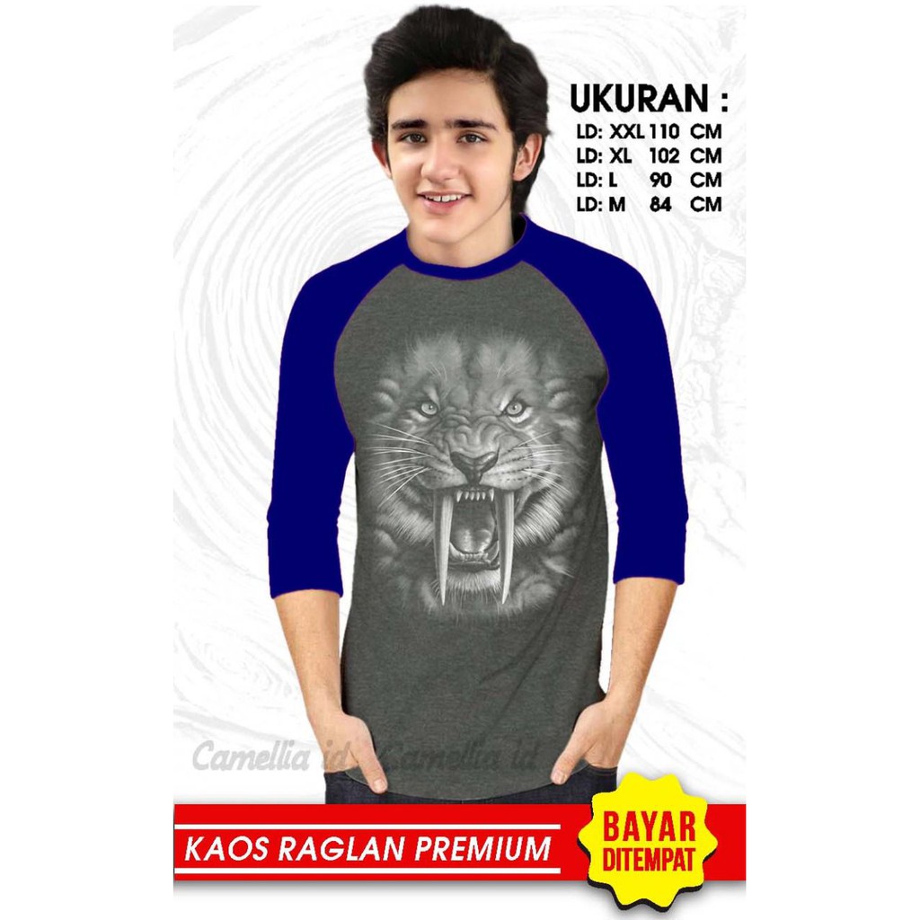 Kaos Raglan (MACAN)/Kaos Pria Lengan 3/4/ Kaos Pria/ Kaos Cowok/ Kaos Oblong/Misty/Kaos