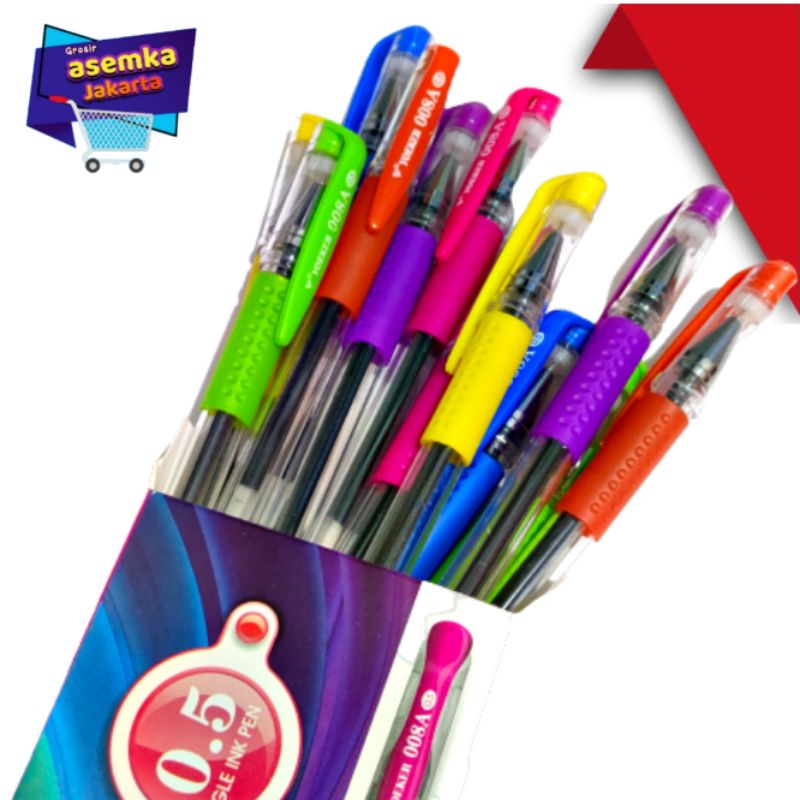 Bolpen Pulpen Tinta Gel YoeKer 12pcs