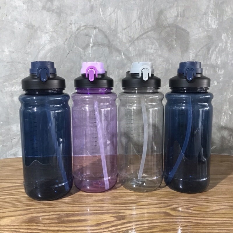 Botol Tempat Air Minum Olahraga Remaja Dewasa ukuran Besar Polos 2000ml 2L Sport Clip On Sedotan