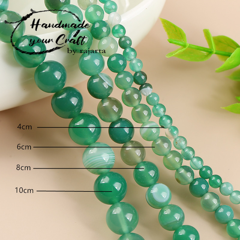 Batu Alam Natural Crystal Green Stripe Agate Loose Beads