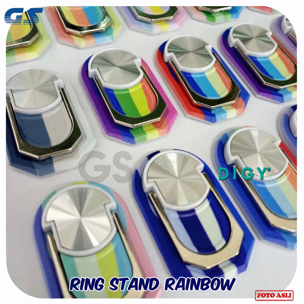 Stand Holder hp model terbaru Putar Model Ring Bahan Metal untuk Handphone, Rainbow