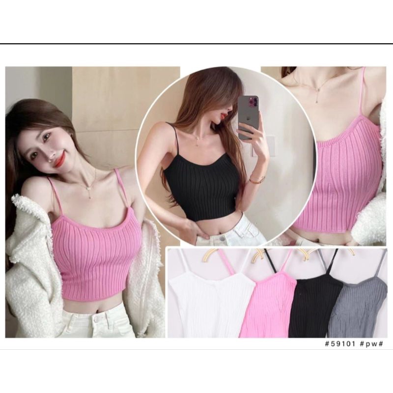 tanktop impor - tanktop korea - crop 1 tali - crop rajut impor - crop sexy