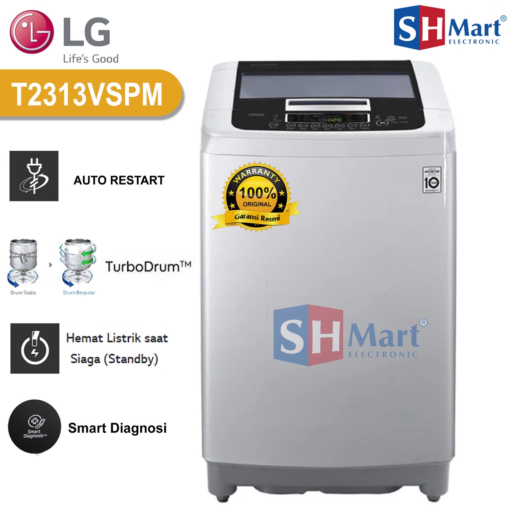 MESIN CUCI 1 TABUNG LG KAPASITAS 13 KG T2313VSPM TOP LOADING INVERTER (MEDAN)