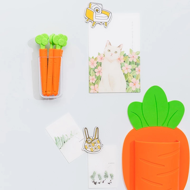 5Pcs/Set Carrot Shape Bag Clips With Magnet Storage Box / Household Snack Bread Bag Moisture-proof Clamps / Kitchen Accessories