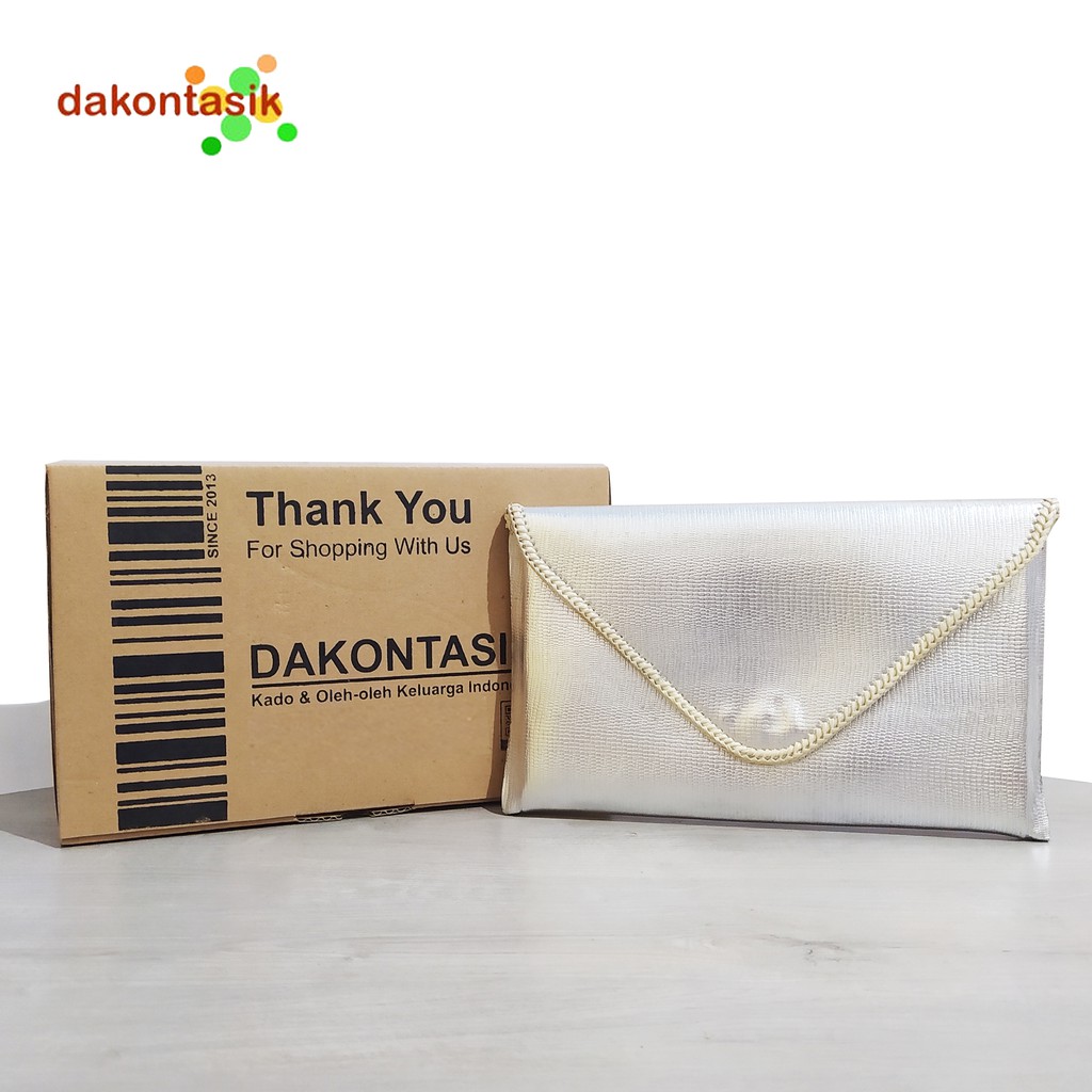 DAKONTASIK - ENVY M Dompet pesta kondangan model amplop gold silver anyaman