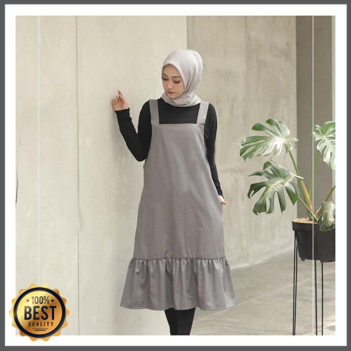 BAJU JUMPSUIT MIDI OVERALL WANITA MUSLIM JUMBO | BAHAN BALOTELLY | JUMPSUIT POLOS TERBARU REMAJA