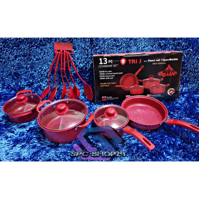 COOKWARE SET TRI J 13 pcs MARBLE / COOKWARE SET / PANCI SET