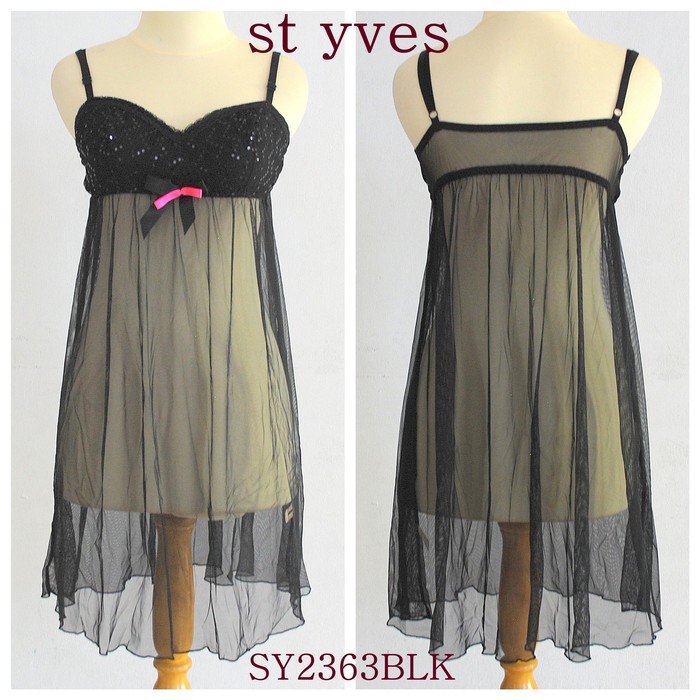 LINGERIE ST YVES, BAHAN MESH TRANSPARAN, TANPA KAWAT SY2363BLK