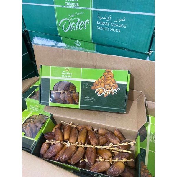 

Kurma Tunisia Premium | Korma Tangkai Deglet Nour 500gr | Dates Premium Merk Sultan Tomour
