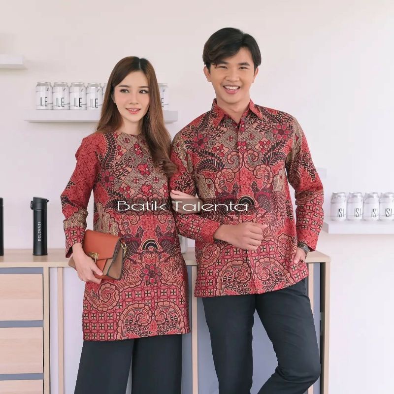 Batik kemeja ekslusif,batik katun baturaden lapis furing size reguler merah dara