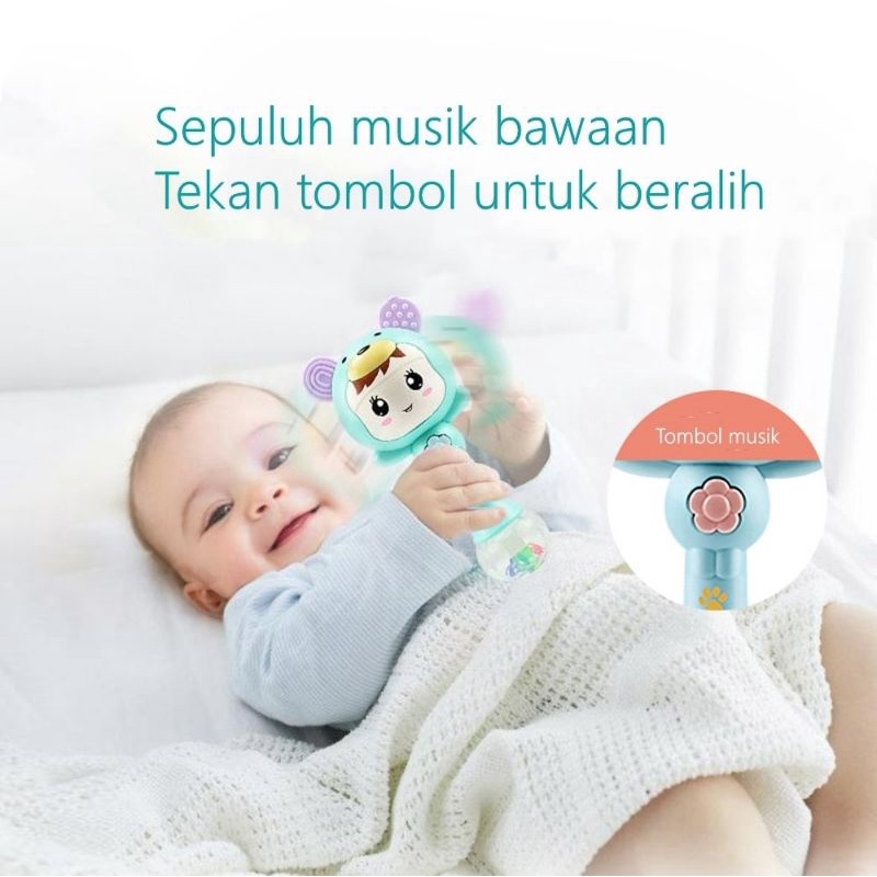 Mainan Anak Tongkat Genggam Rattle Stick Mainan Bayi Music dan Lampu