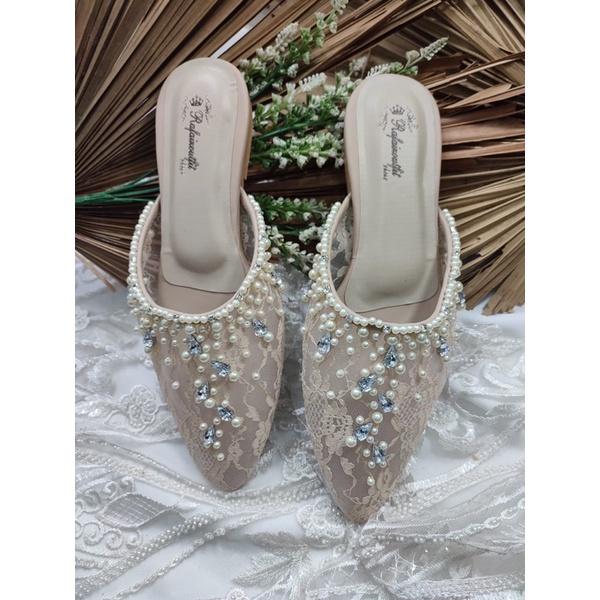 Rafaizoutfit flatshoes sintya cream wedding cantik