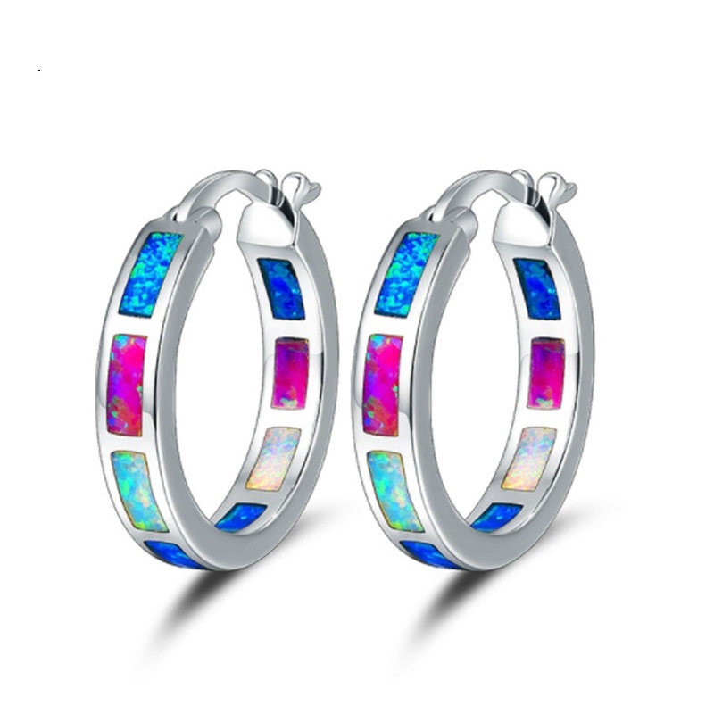 Anting Hoop Bentuk Bulat Opal