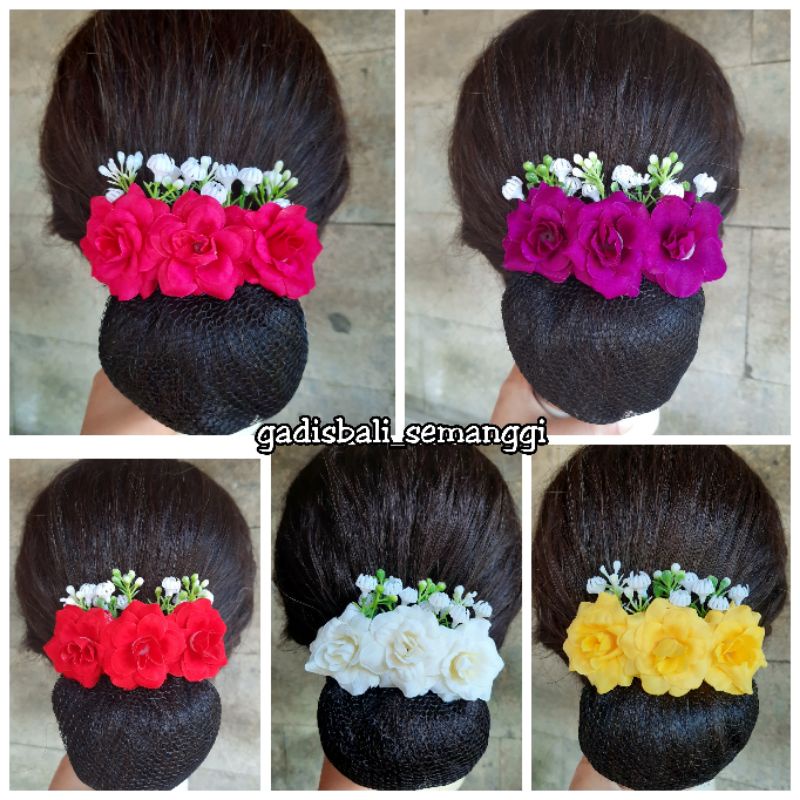 Jepit Hairnet Mawar Mini + Babybreath / Jepit Hairnet / Bunga Mawar Mini / Bunga Mawar / Bunga Haird