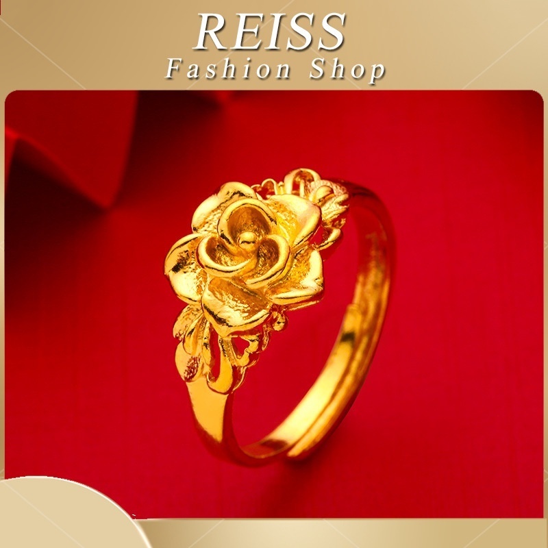 Reiss Cincin Emas Asli Bentuk Bunga 2g Untuk Perhiasan Dewasa