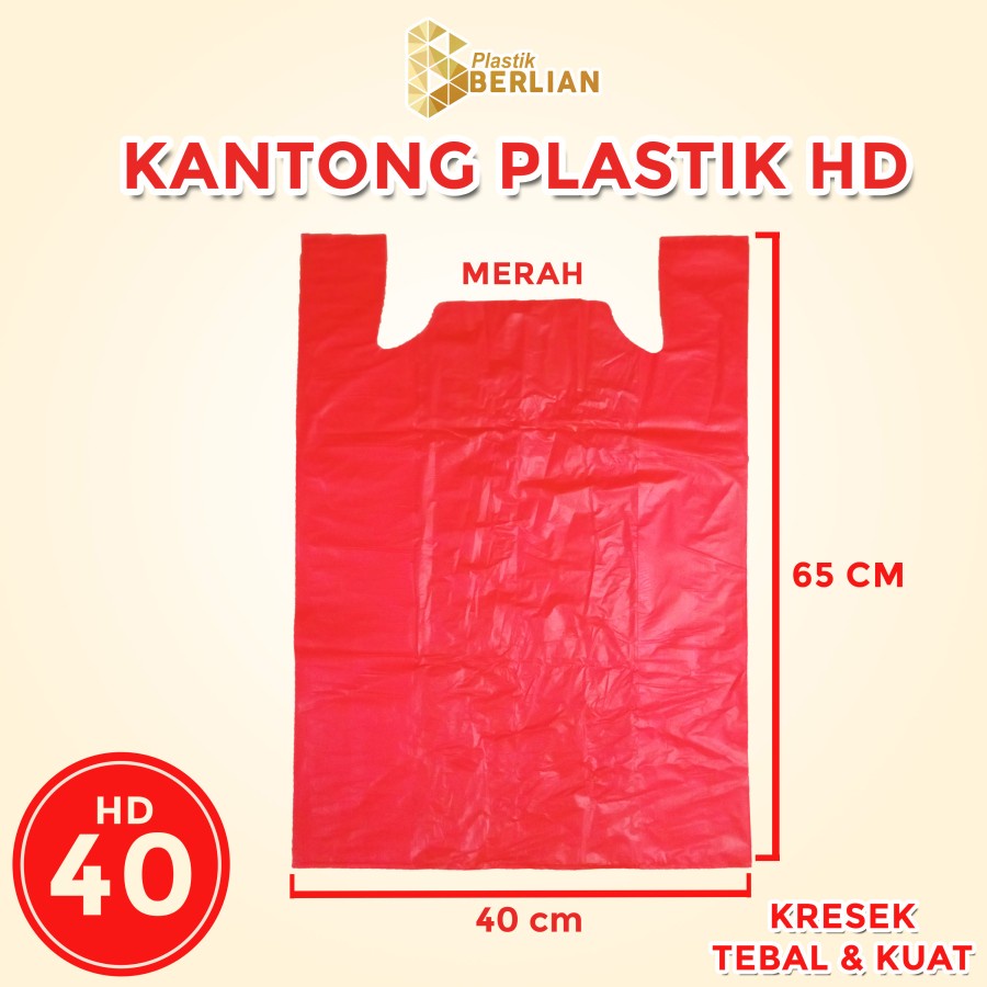 Kantong Kresek Tebal Merah Ukuran 40 / Kantong Plastik Hd 500 Gram