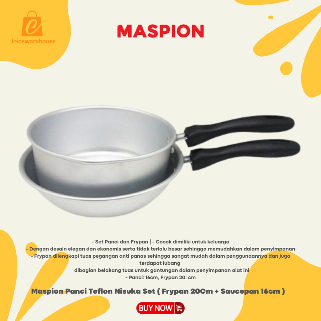 Maspion Panci Teflon Nisuka Set ( Frypan 20Cm + Saucepan 16cm )