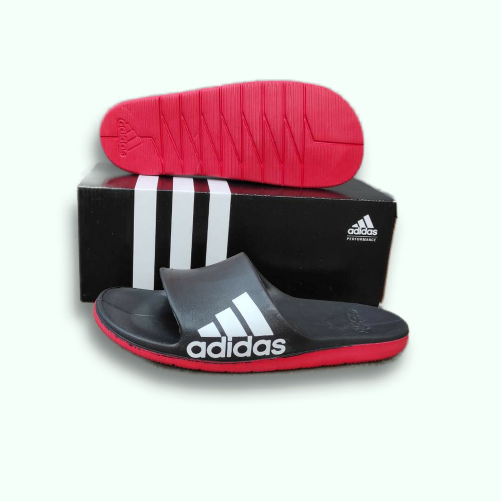 SANDAL SLOP ADIDAS DURAMO / SANDAL SELOP PRIA WANITA-Hitam merah