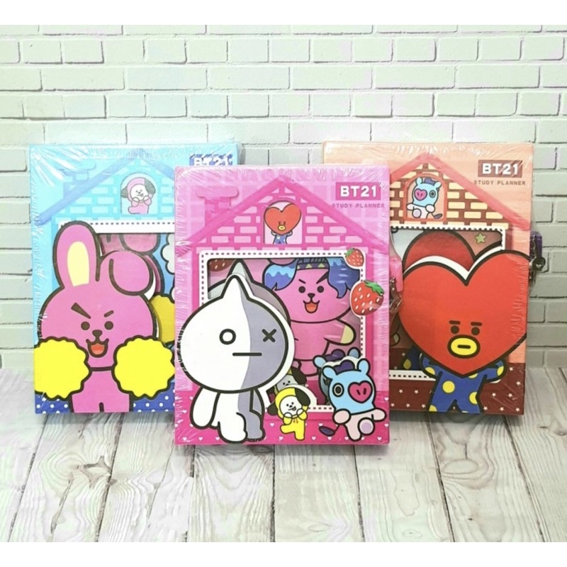 BUKU DIARY BTS / BT21 - BESAR CATATAN DIARY KUNCI GEMBOK BTS RED PINK BLUE / LOCK PERSONAL NOTEBOOK KUNCI TEBAL ARMY KPOP