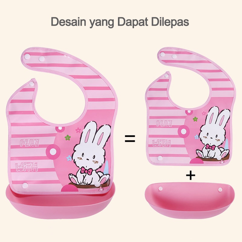 Celemek bayi/Celemek makan bayi/Celemek bayi waterproof/Gigitan bayi silikon/EVA bayi bib (B2)