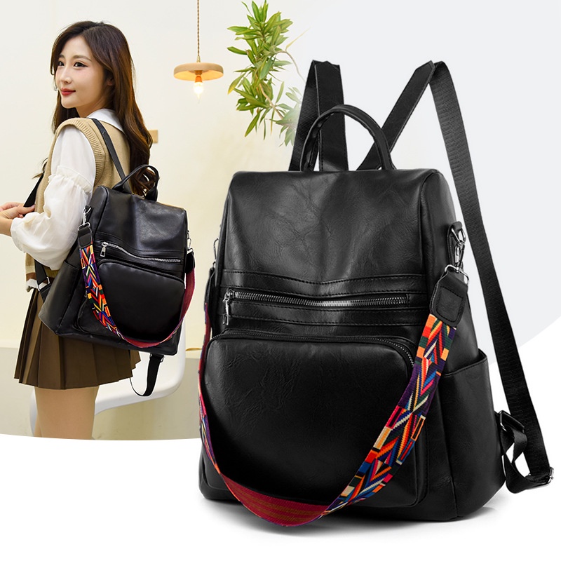 TAS RANSEL WANITA KOREA IMPORT KULIT HITAM VANCE CEWEK TA583B5 BACKPACK REMAJA KERJA GENDONG PUNGGUNG PREMIUM SEKOLAH KULIAH MURAH BATAM KEKINIAN