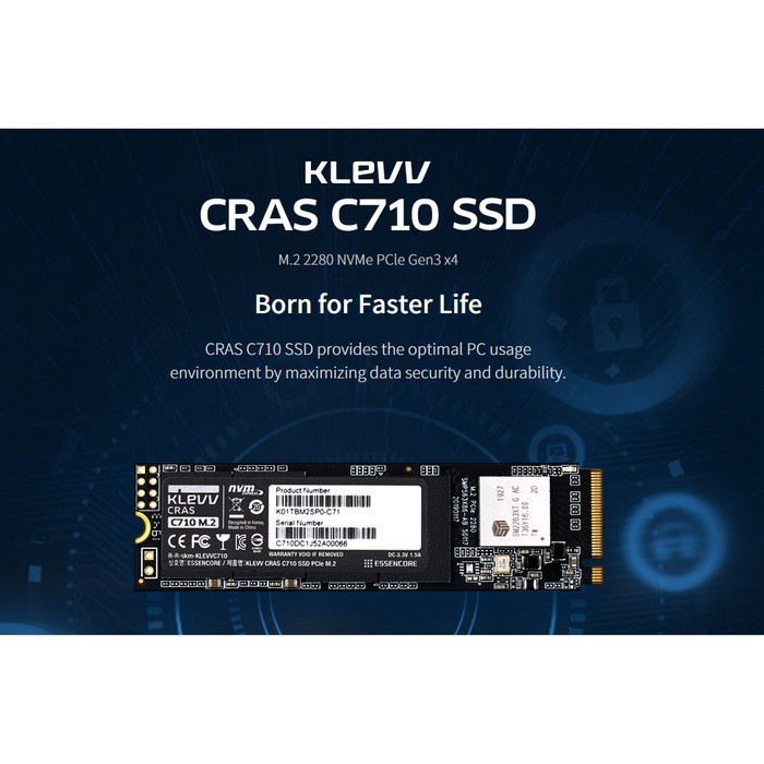 M.2 NVME SSD 2280 Klevv CRAS C710 256GB PCIe Gen3 x4 High Speed