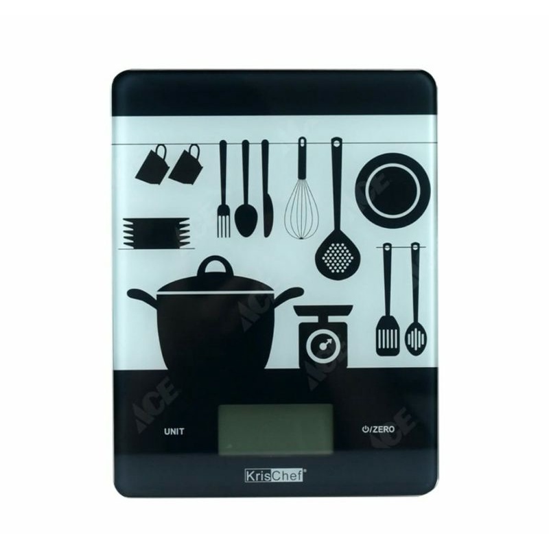 KRISCHEF TIMBANGAN DAPUR MAKANAN DIGITAL 5KG/ACE ELECTRONIC KITCHEN SCALE 5KG RED/ACE TIMBANGAN KUE