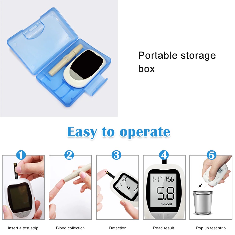 Alat Tes Gula Darah / Alat ukur gula darah / Alat Test Gula Darah/ Tester Gula Darah Glucometer Blood Sugar Kit with 50 Test Strip &amp; Lancets / Diabetes / Diabet