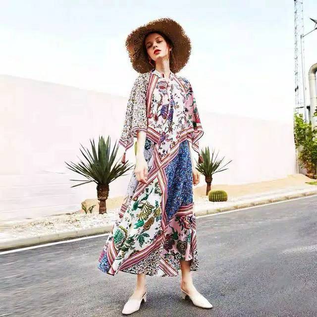 Nc NEW OUTFIT - Dress Motif LoonaLook Import Bangkok Katun Silk