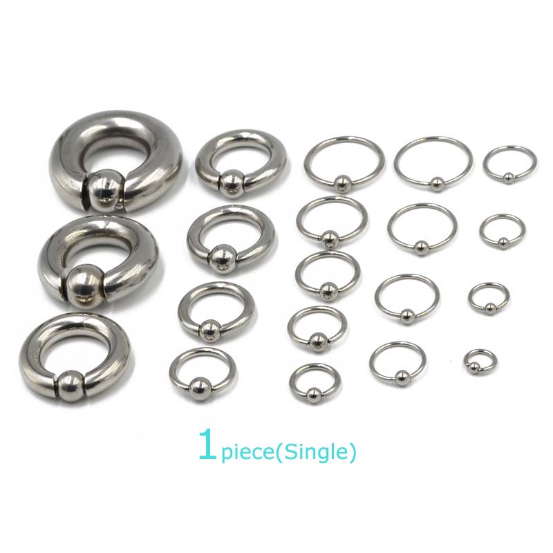 1piece Captive Bead Ring Earrings Stainless Steel Lobe Piercing Unisex Hypoallergenic