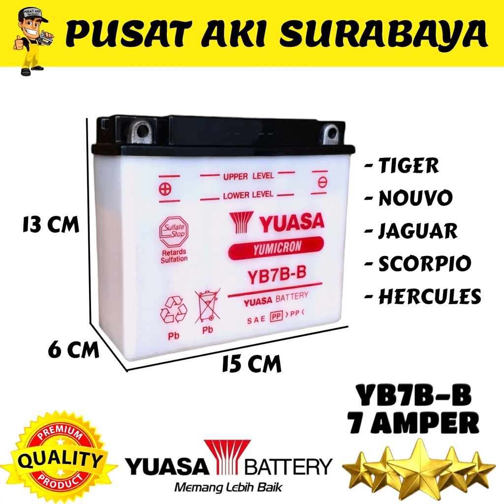 ORIGINAL YUASA YB7B-B ACCU BASAH YB7B B AKI MOTOR YAMAHA NOUVO HONDA TIGER SCORPIO MOTOBATT GS ASTRA