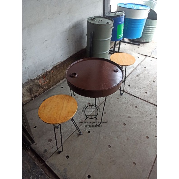 meja dan kursi cafe kaki besi behel 1set