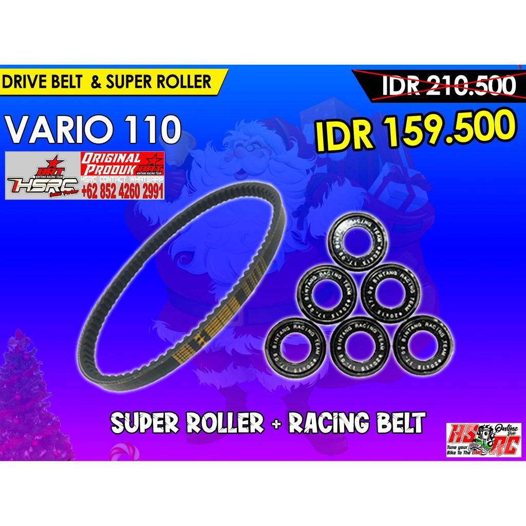 PROMO PAKET VAN BELT + ROLLER BRT Vario 110 Karbu KZL CBS Techno V-BELT NOT DAYTONA KAWAHARA TDR KTC