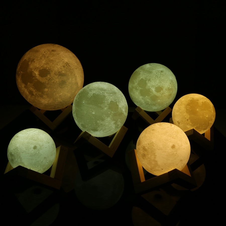 Lampu Tidur 3D Printed Moon Night Light Lamp - 3DPML