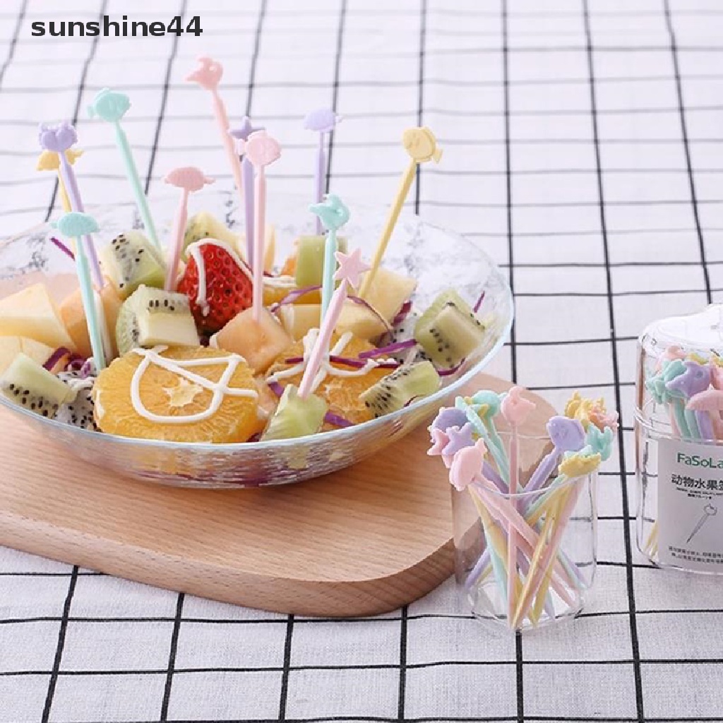 Sunshine 20pcs Garpu Buah / Dessert / Kue / Snack Mini Untuk Dekorasi Pesta Anak