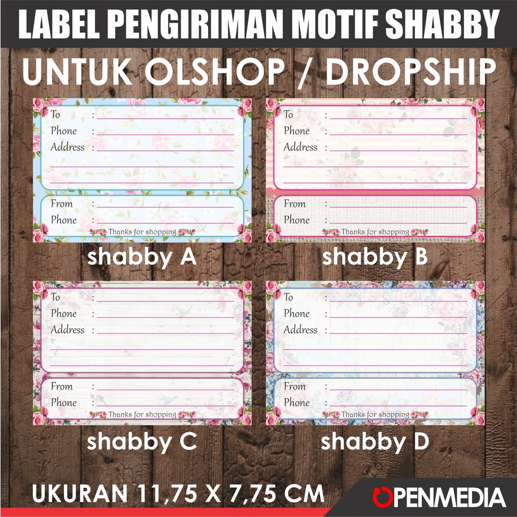 

LABEL OLSHOP / DROPSHIP / LABEL PENGIRIMAN MOTIF SHABBY